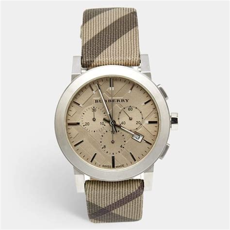 burberry bu9358|Burberry Champagne Stainless Steel Leather The City BU9358 .